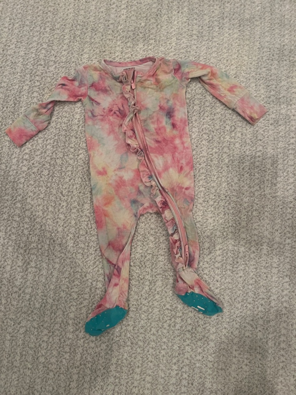 Posh peanut pink Tie-Dye zipper pajamas 6-9 months